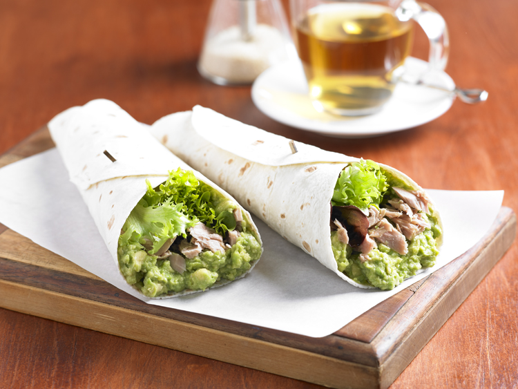 Avocado and tuna salad wraps