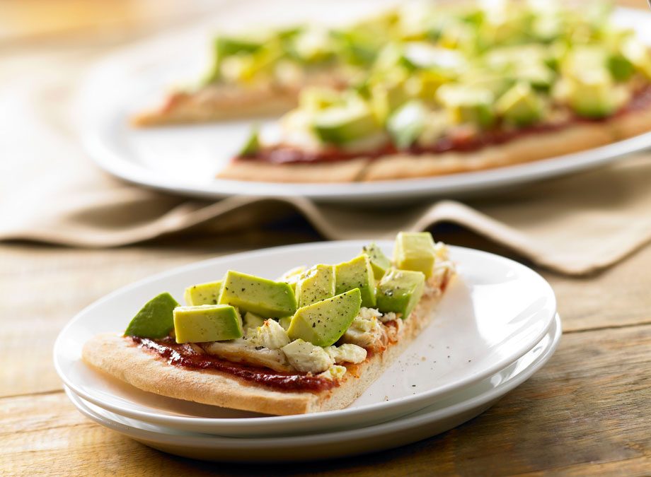 Chicken, avocado and feta pizza