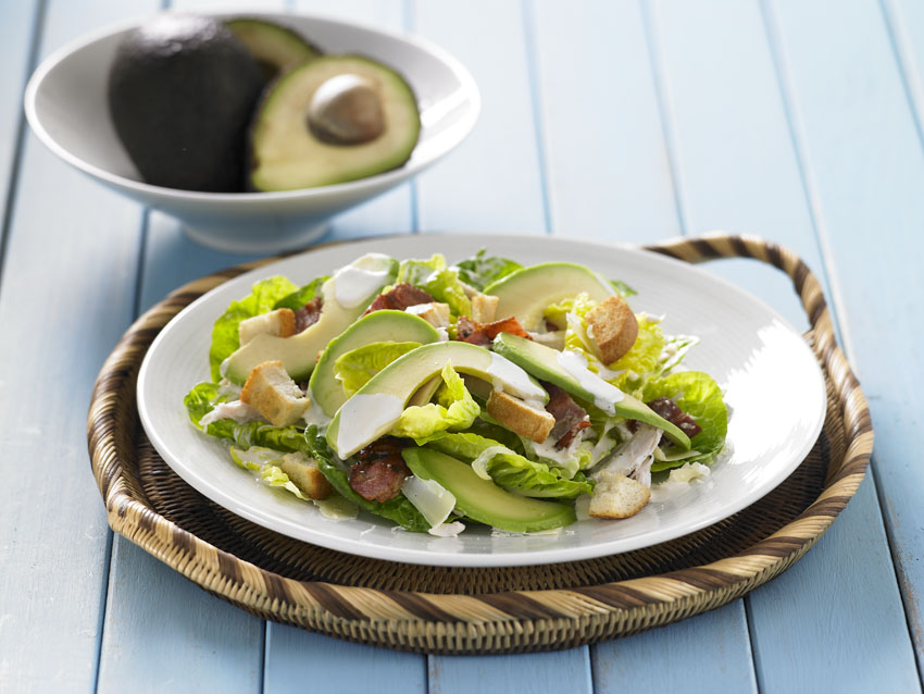 Avocado and chicken caesar salad