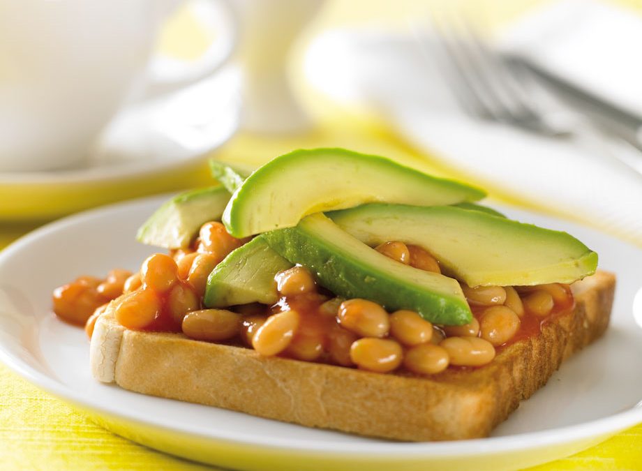 Avocado and baked beans on toast