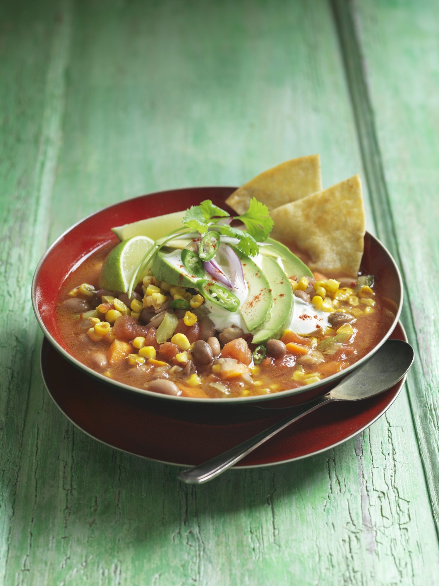 Bean soup with sweetcorn avocado and tortilla crisps.jpg