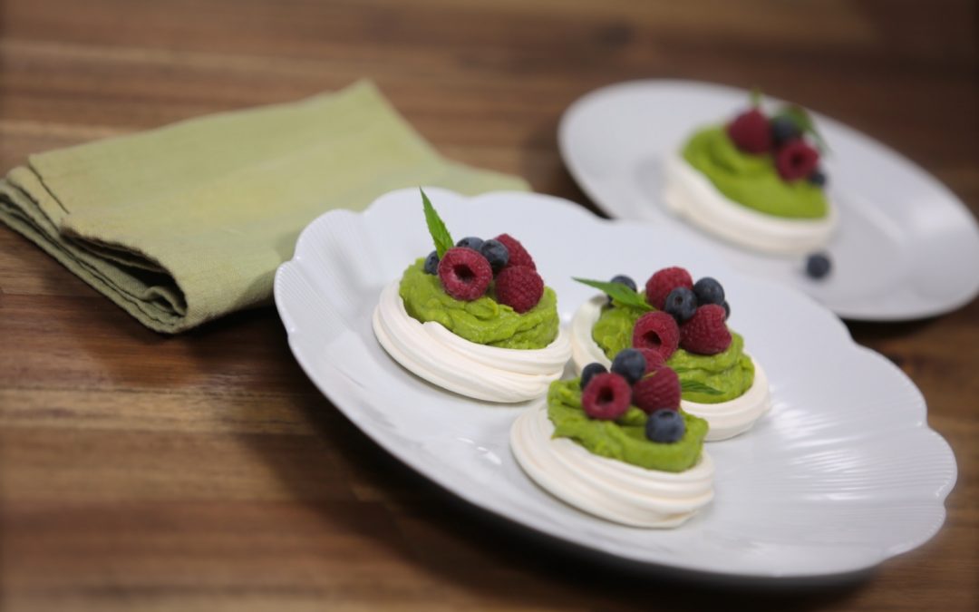 Berry avocado pavlova