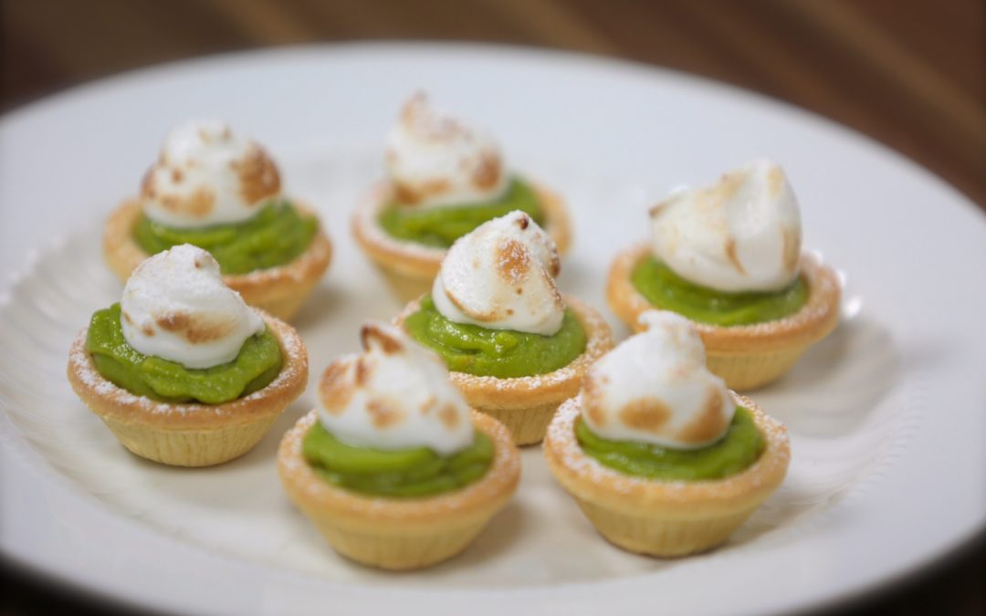 Lemon avocado meringue pies