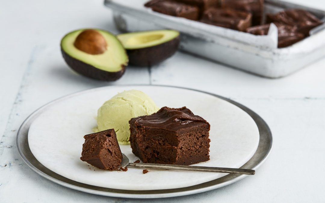 Brownie with avo ice cream