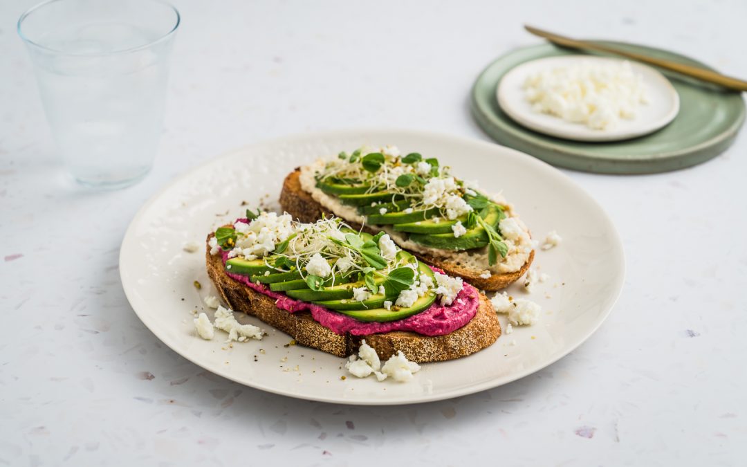 Avocado, Feta & Beetroot Hummus Toast