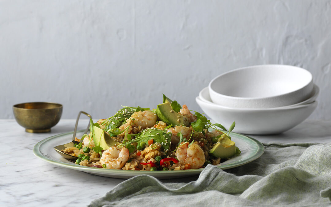 Fried Rice with Avocado & Prawns