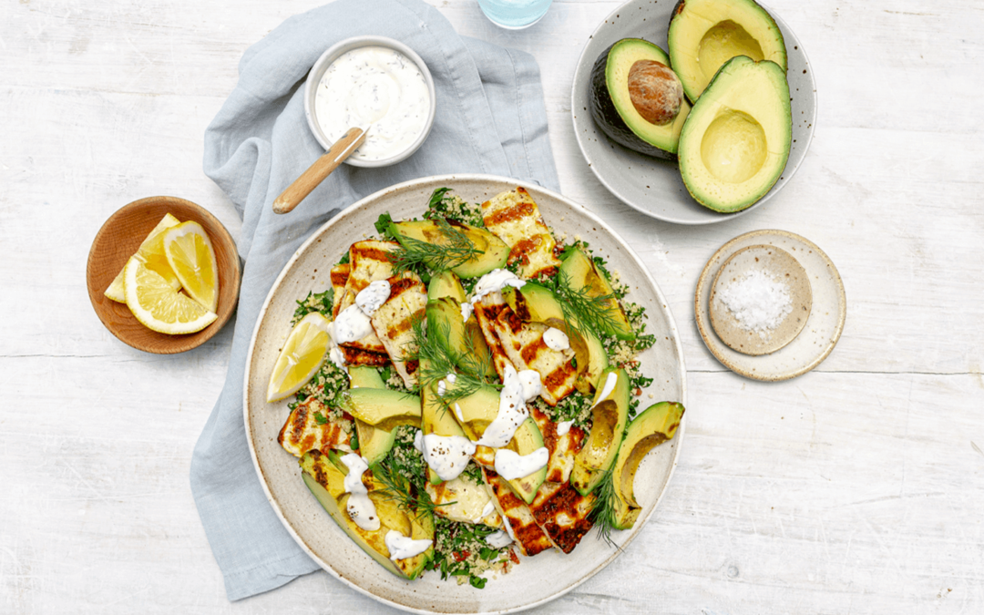 Grilled Avo and Halloumi Salad