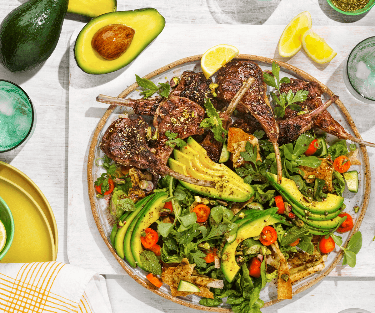 Barbecued Za'atar Lamb with Avocado Fattoush