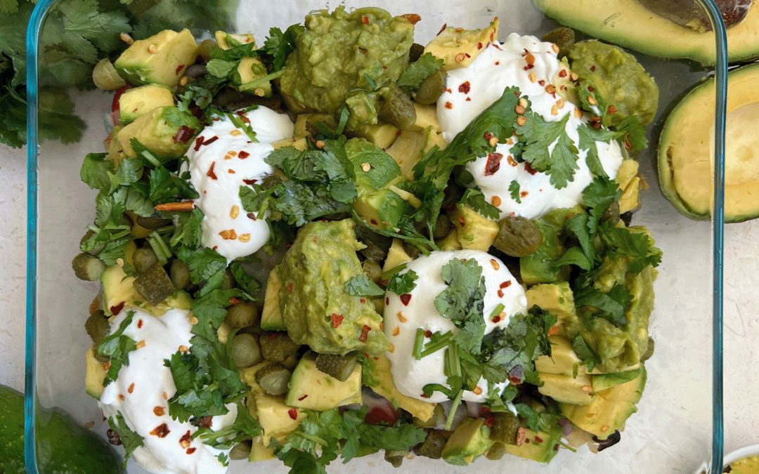 Loaded avocado nachos